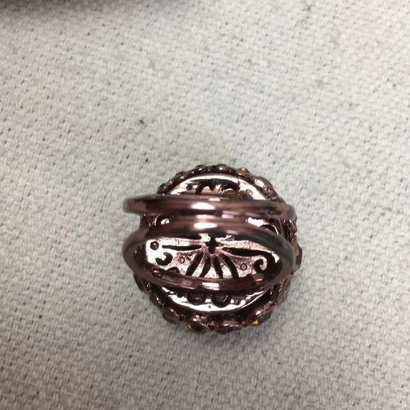 Fossil rhinestone cluster dome bubble bronze ring - Picture 6 of 7